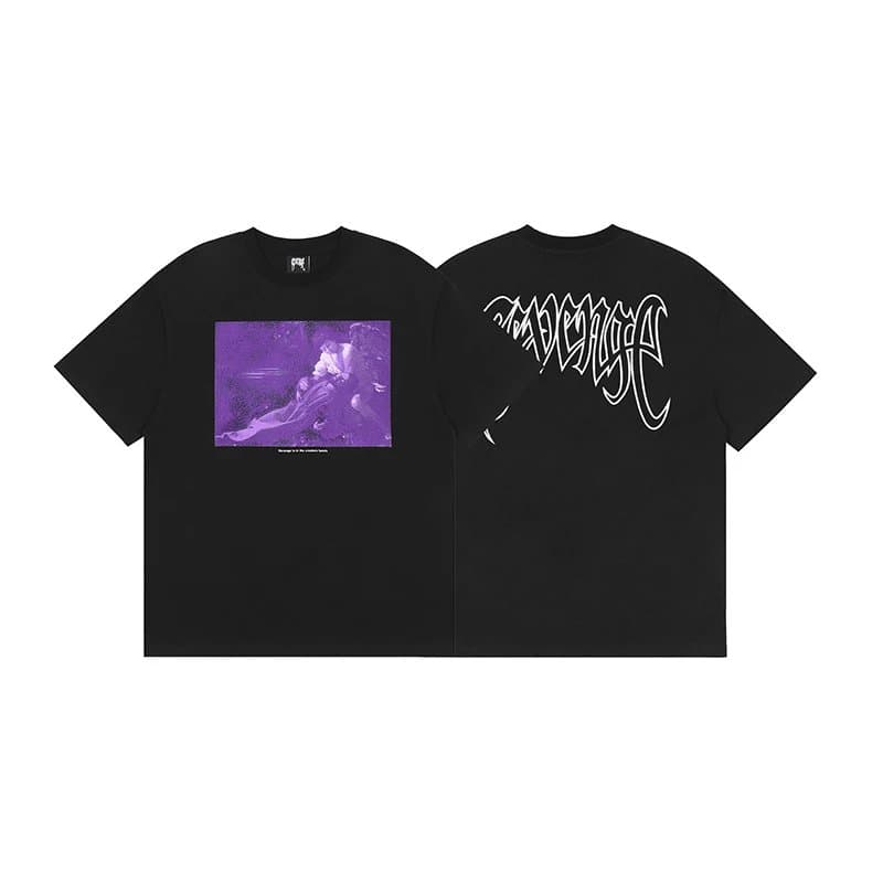 Travis Scott Graphic Tee Skull and Script Print — 516黑色
