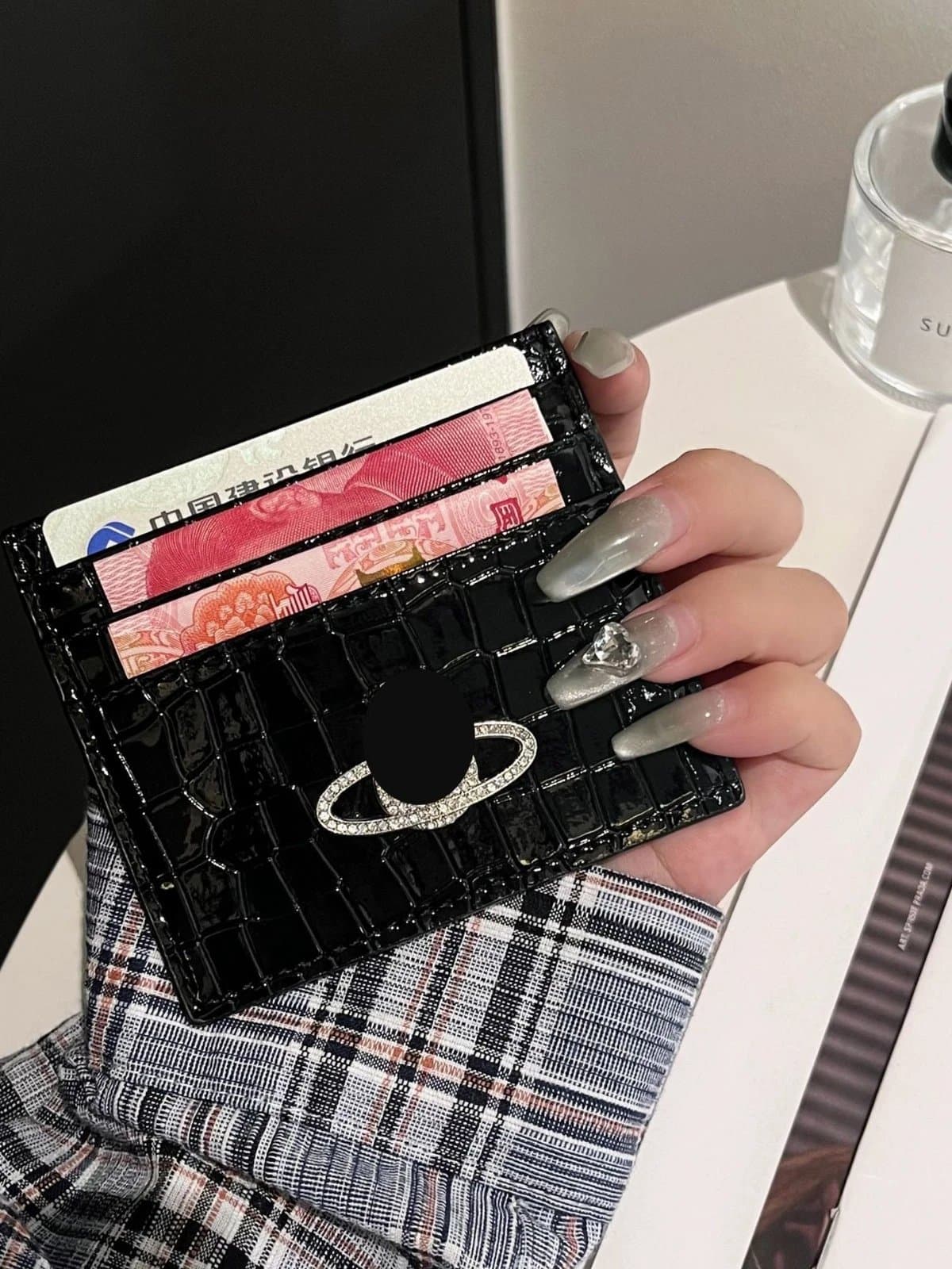 Chrome Hearts Cardholder Crocodile-Embossed — 通用 · 黑色鳄鱼纹西太大标风琴七卡包