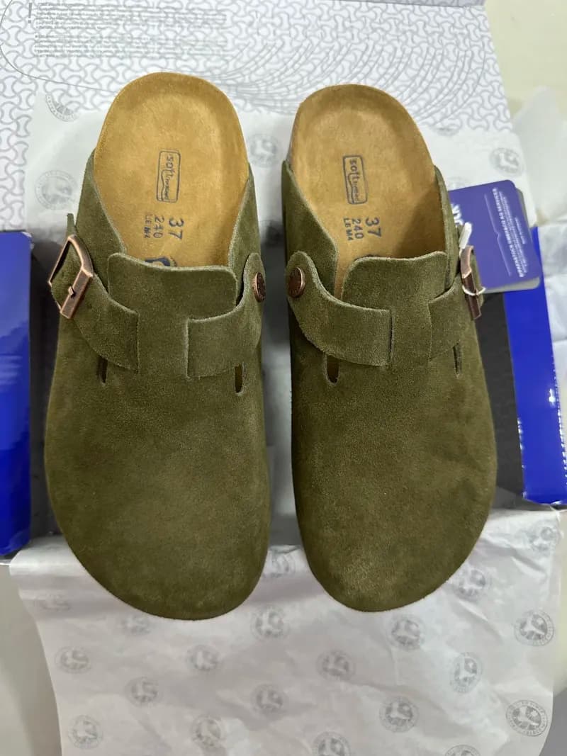Birkenstock Boston Clog Olive Suede