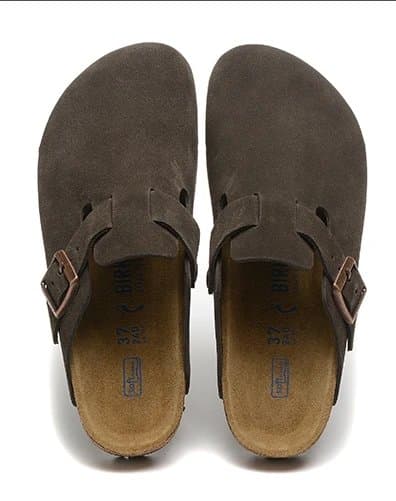 Birkenstock Boston Shearling Lined — DC版本 勃肯 · 包头摩卡色绒面