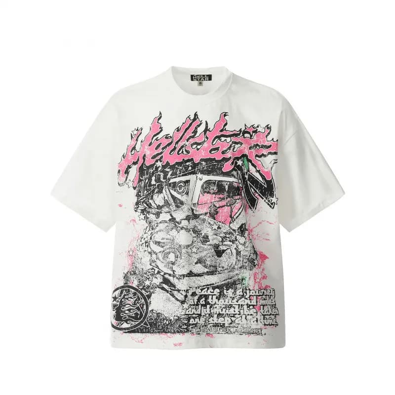 Graphic Tee Hellstar Face Print — H756白色