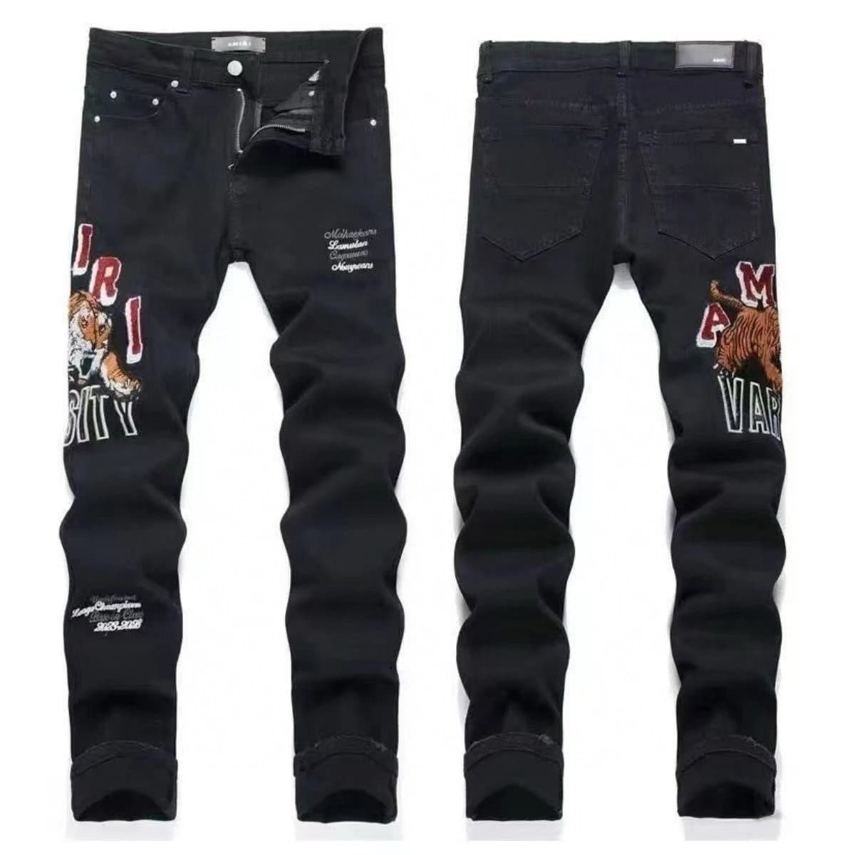 Amiri Slim Fit Jeans Tiger Embroidery