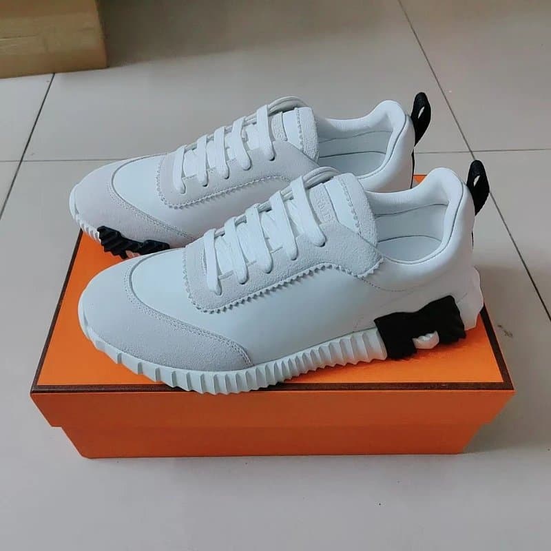 Hermès Oran Sneaker White with Black Bow