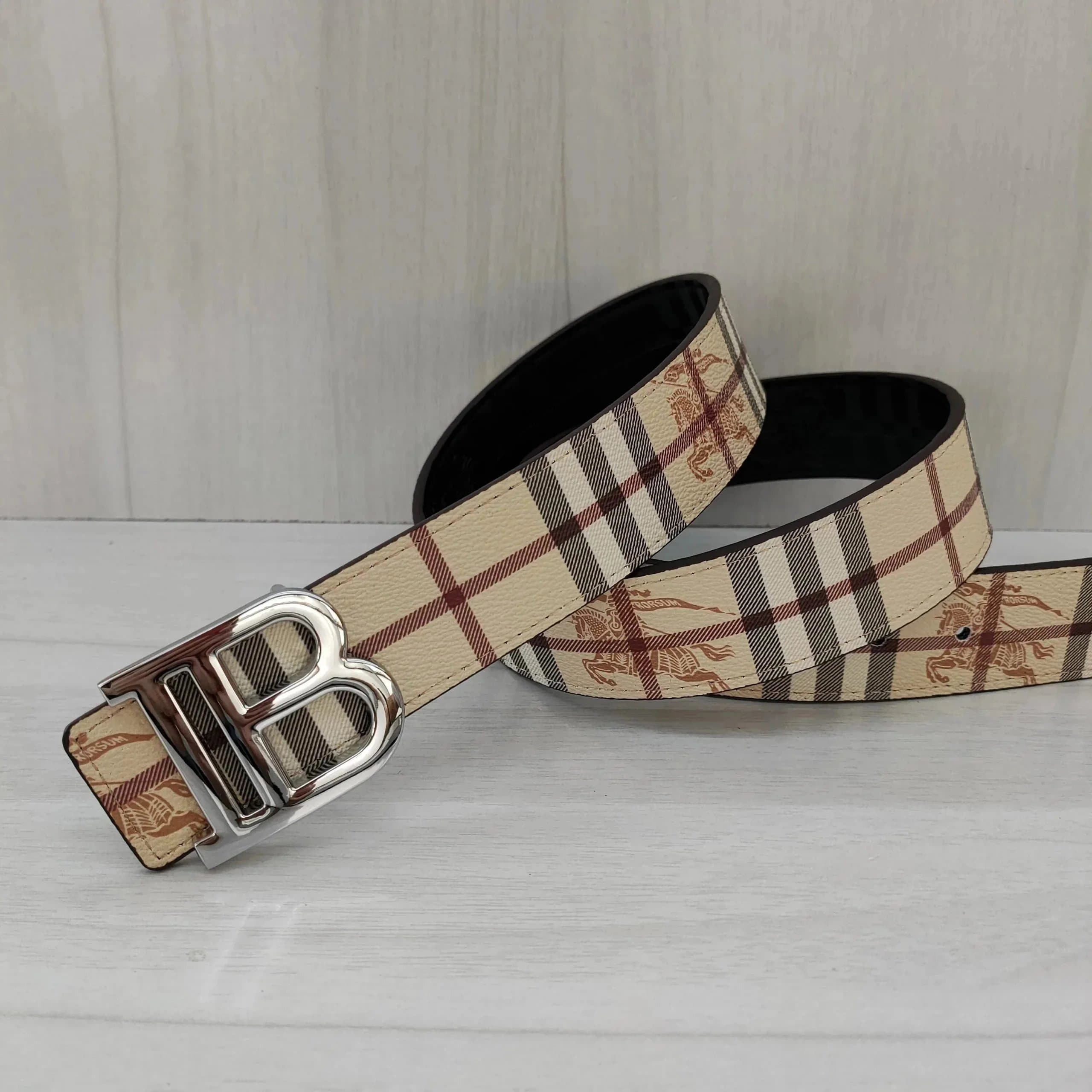 Burberry TB Monogram Belt Checkered Leather — Bur-02-10