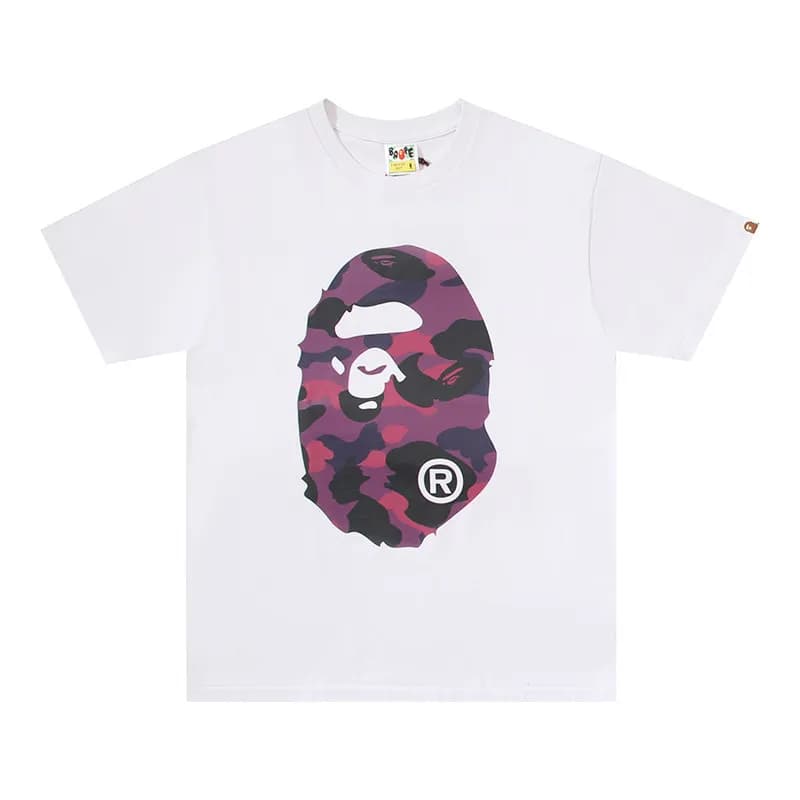 BAPE Classic T-Shirt Plain — 097白紫（数码印）