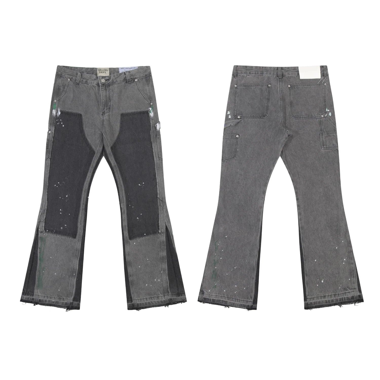 Gallery Dept. Paint Splatter Patchwork Jeans Distressed Flare