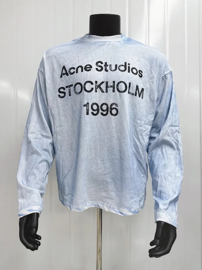 Acne Studios Long Sleeve T-Shirt Embroidered Logo Patch — QUEC-AC02灰蓝