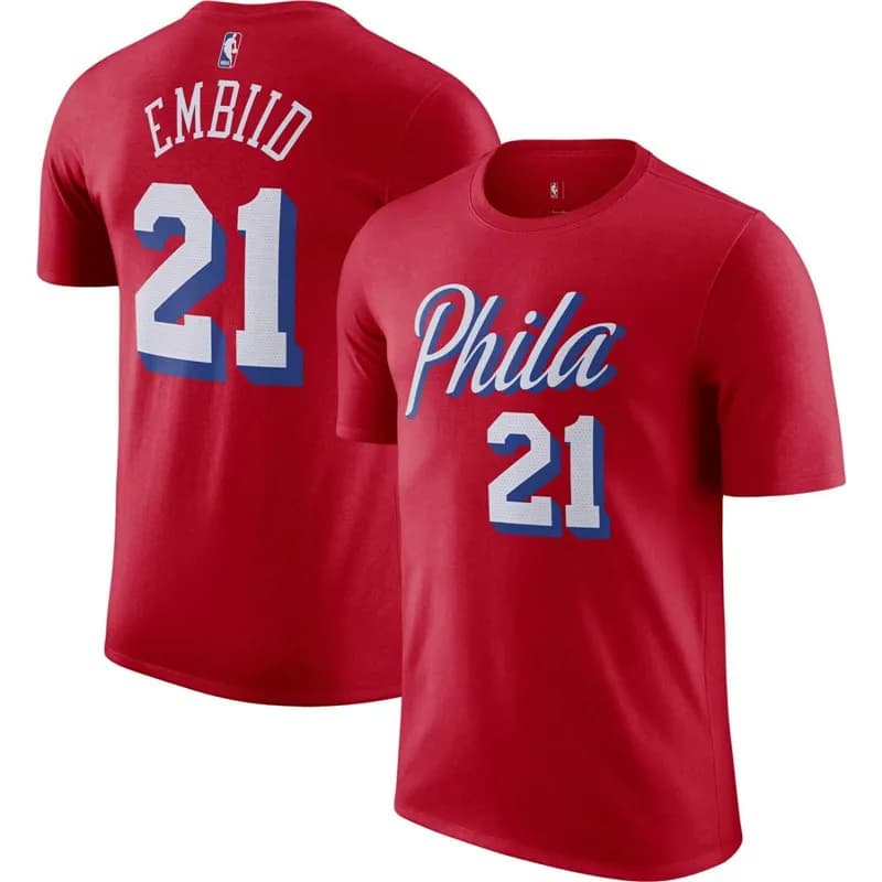 NBA Player Name & Number Tee Joel Embiid Philadelphia 76ers