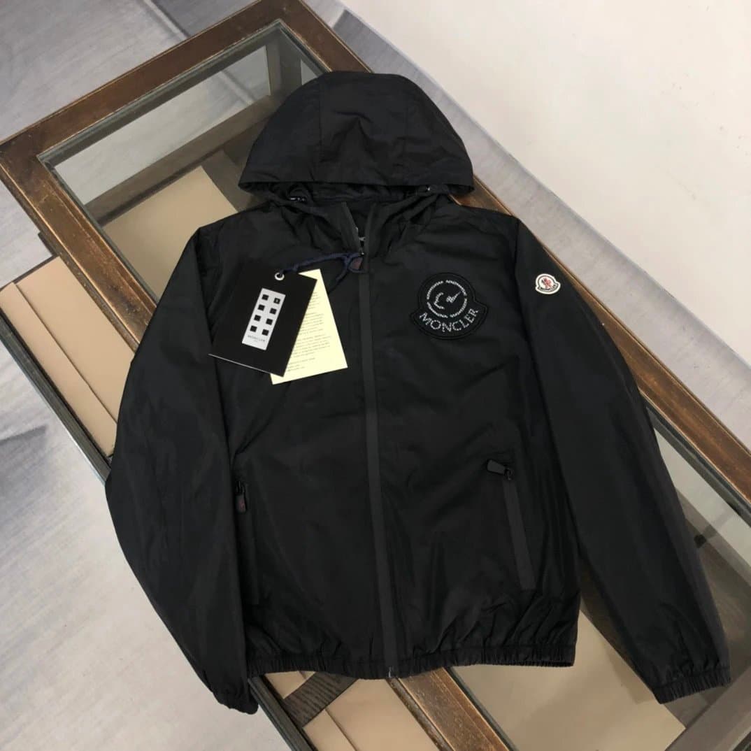 Moncler Logo Patch Hooded Jacket Black
