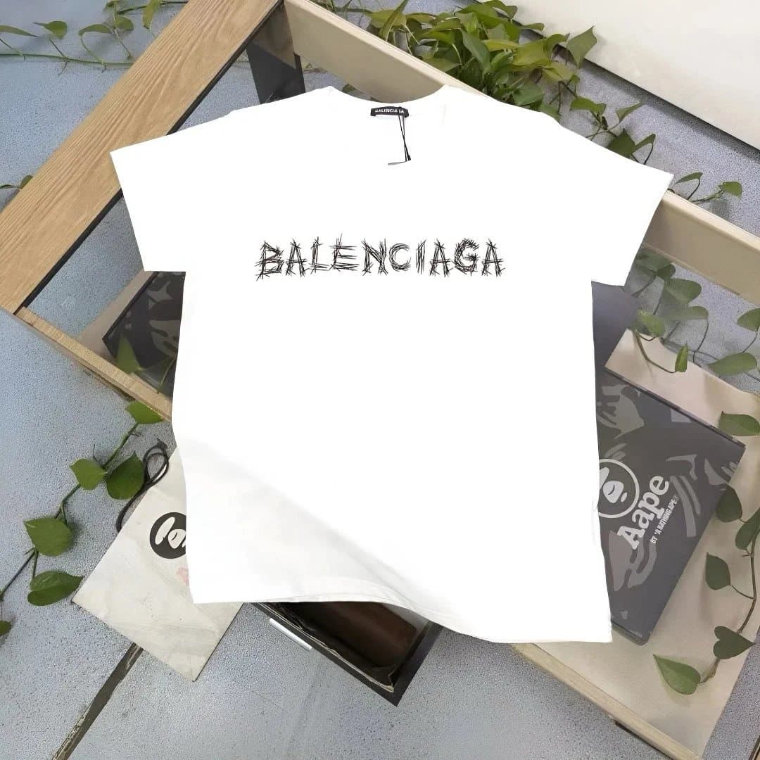 Balenciaga Logo T-Shirt Barbed Wire Logo