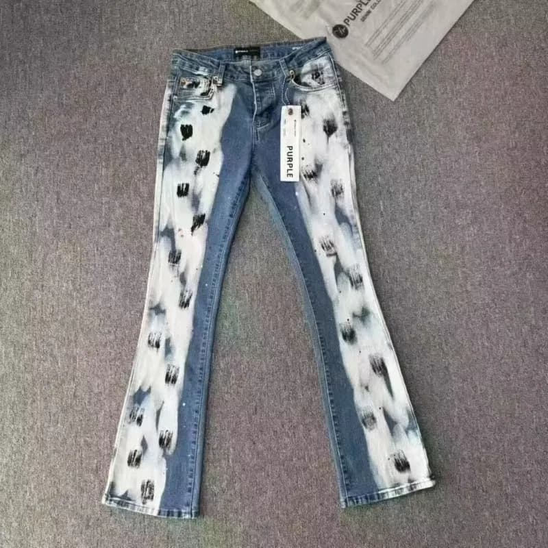 Distressed Paint-Splatter Jeans Black with White Splatter — Q938高品质带后标