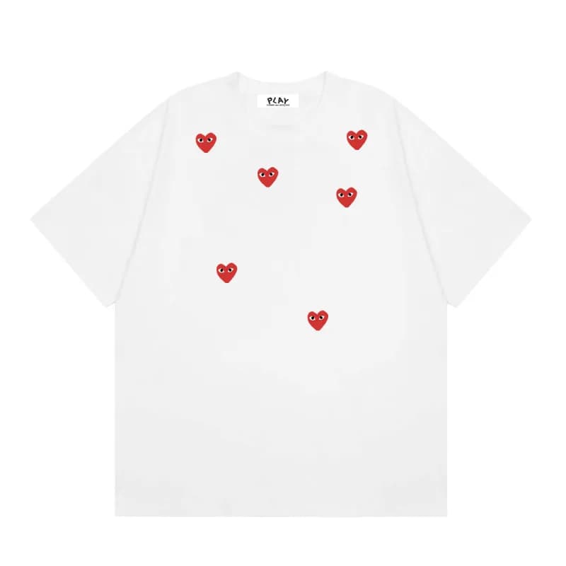 Comme des Garçons Heart Logo T-Shirt Light Blue with Red Heart — 01 white