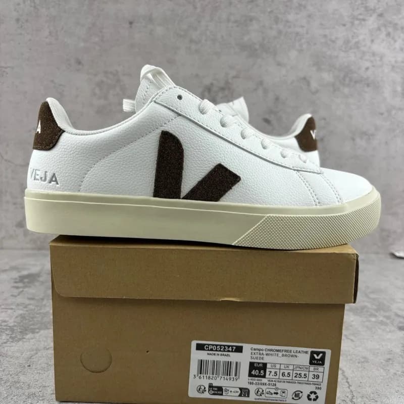 Veja Campo Chrome Free Leather Extra White Brown Suede