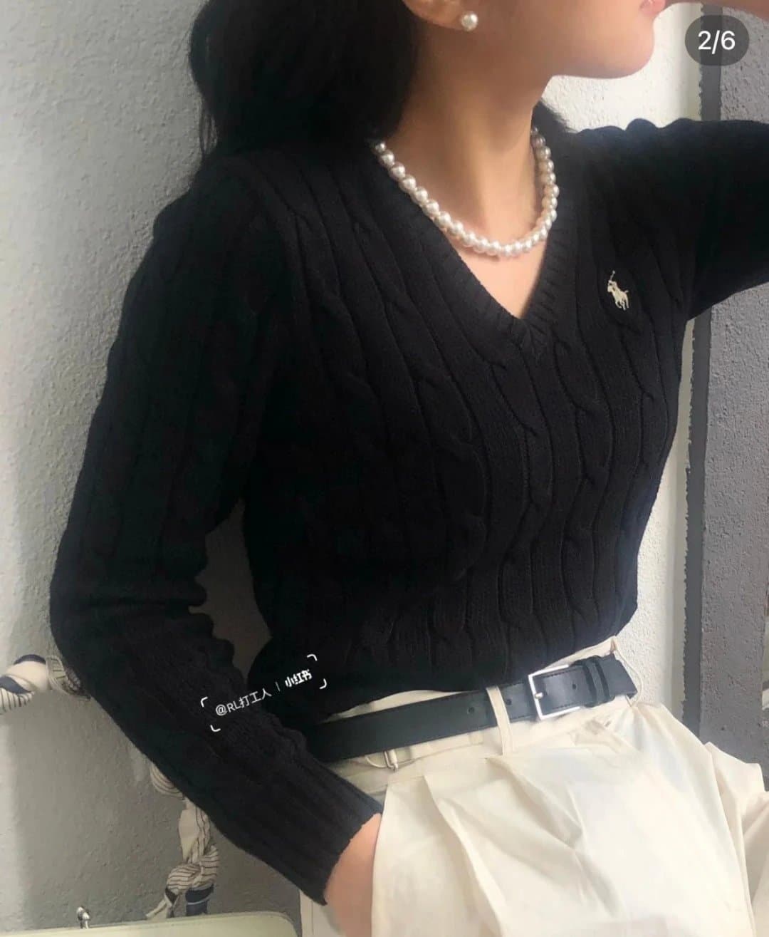 Polo Ralph Lauren Cable Knit V-Neck Sweater Classic Fit
