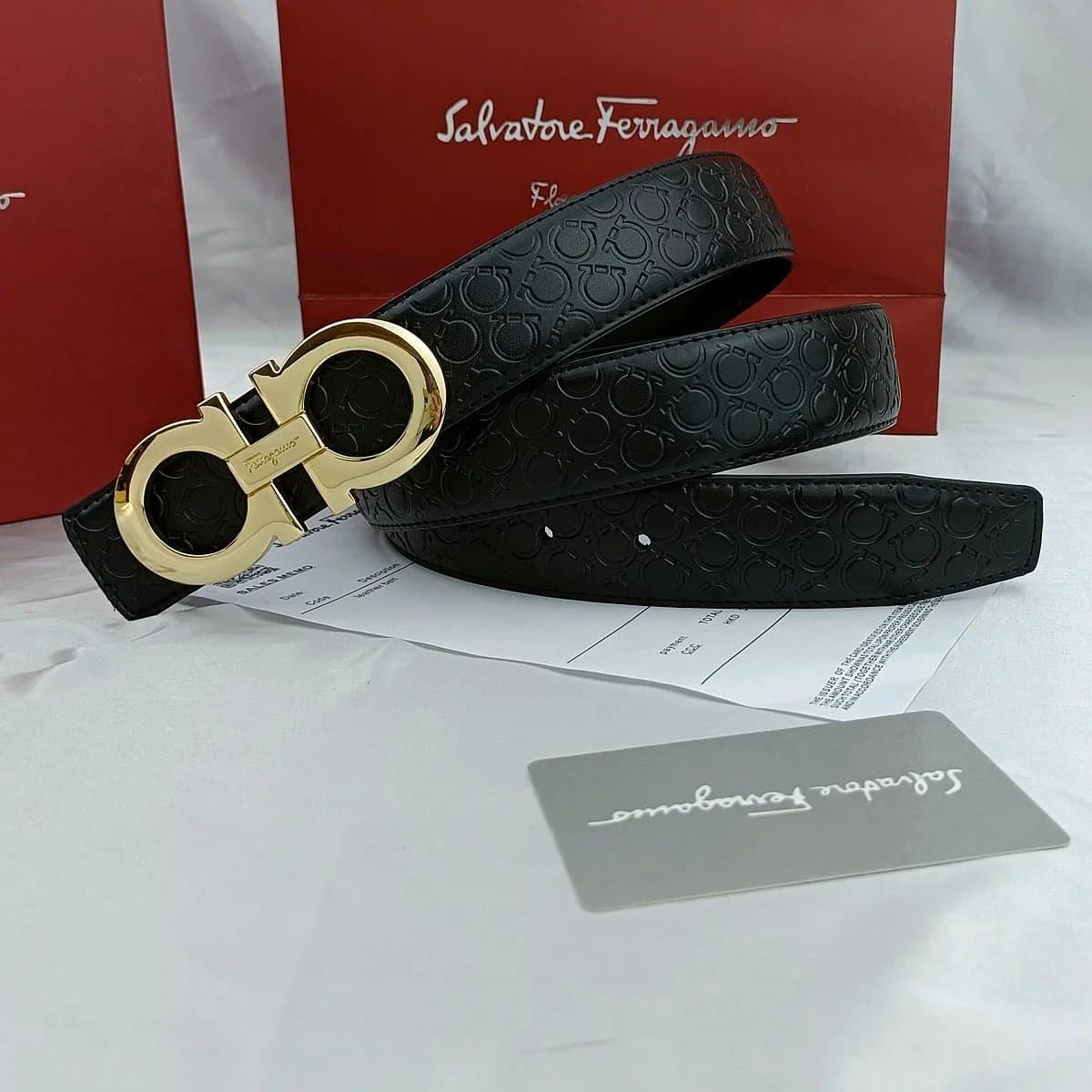 Ferragamo Gancini Belt Embossed Logo