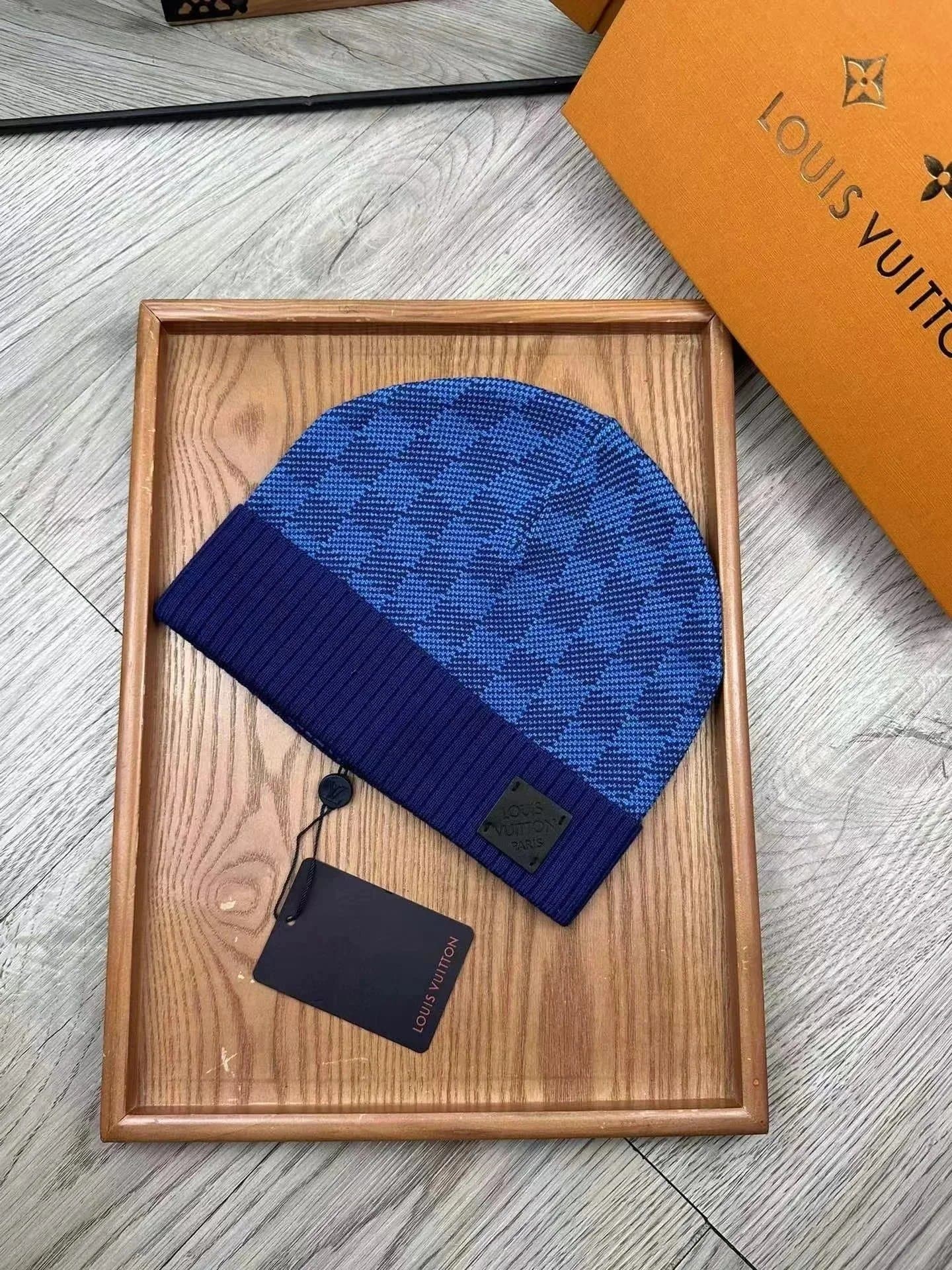 Versace Beanie Monogram Logo Patch — 均码 · 3-格子蓝色