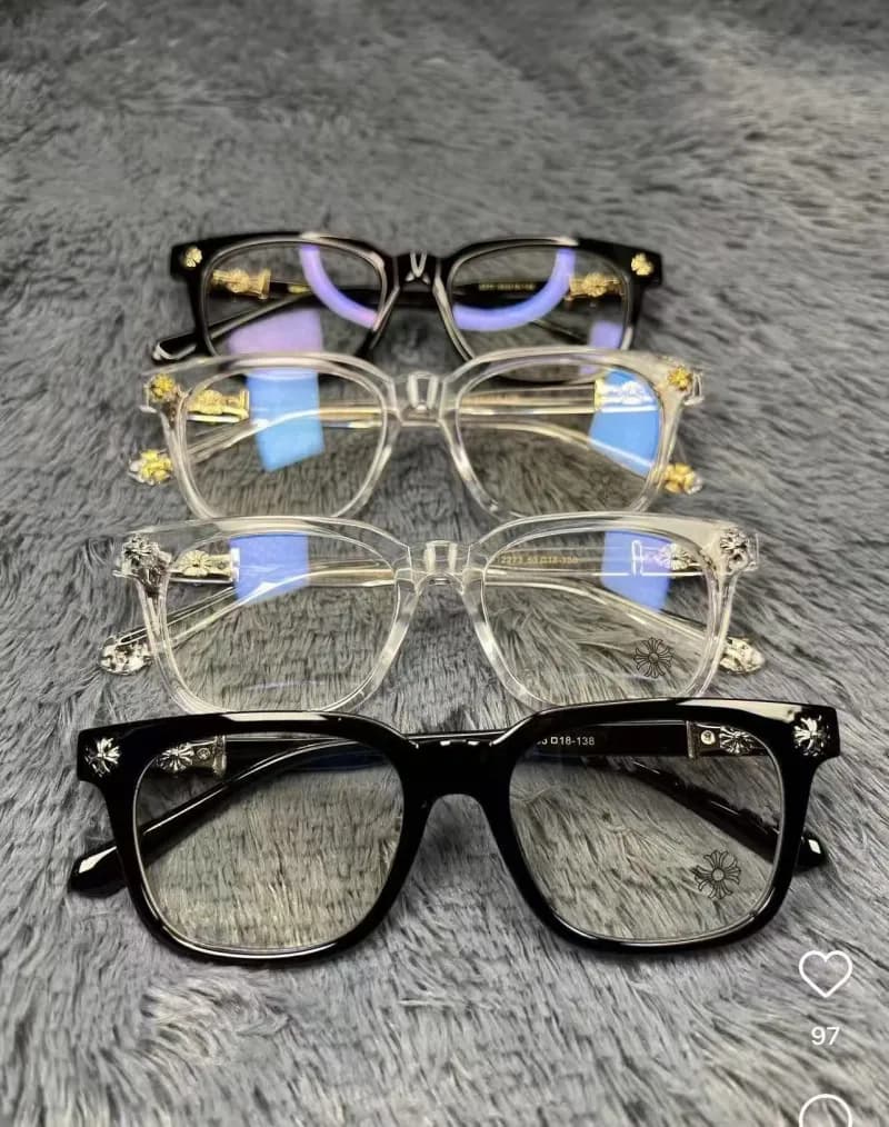 Chrome Hearts Eyeglasses Crystal Frame with Cross Accents