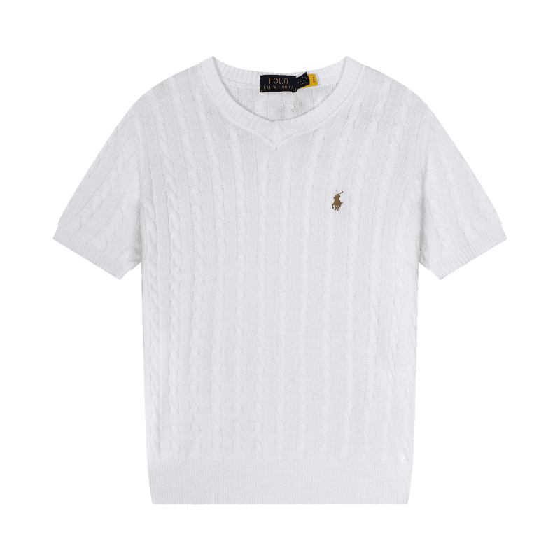 Polo Ralph Lauren Cable Knit V-Neck Tee Classic Cable