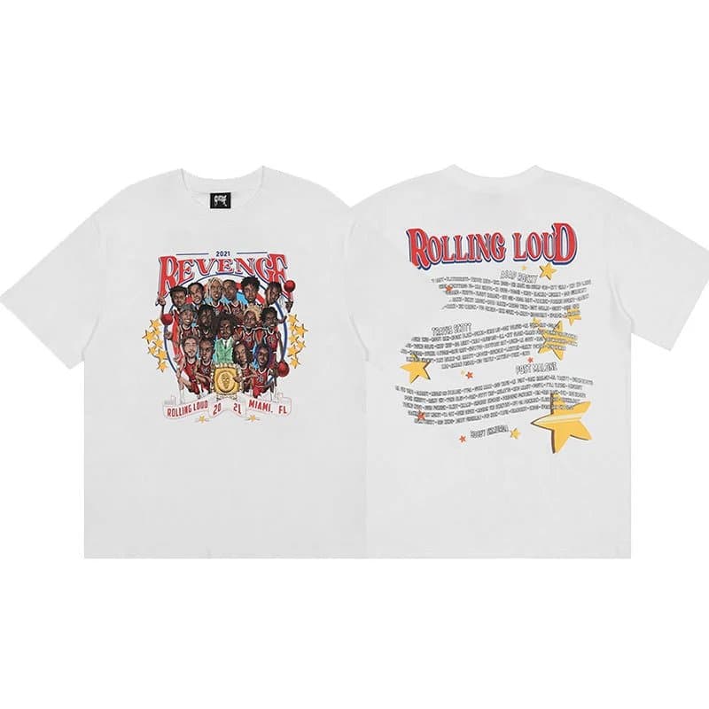 Travis Scott Graphic Tee Skull and Script Print — 541白色