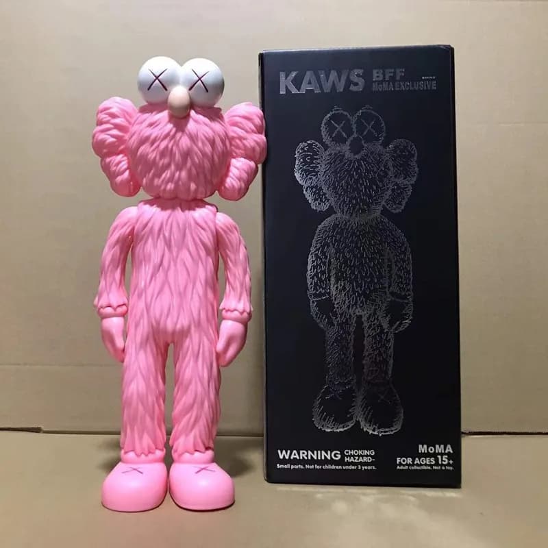 BAPE × KAWS Half-Brain Ape Figure Split Brain Design — 芝麻街带盒粉色-35cm
