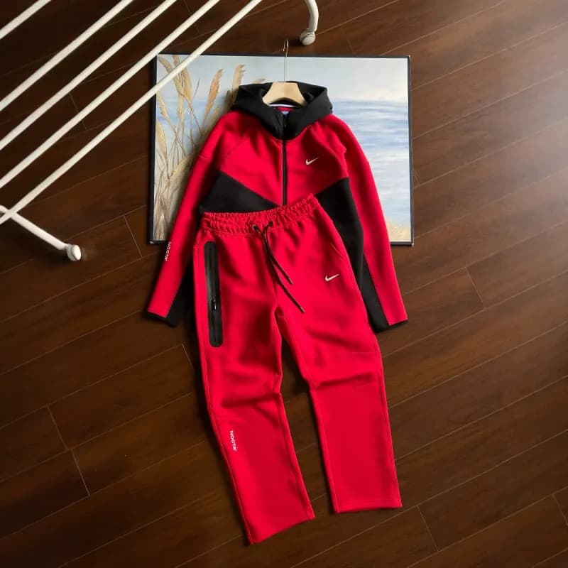 Nike Tech Fleece Hoodie and Joggers Set Red/Black