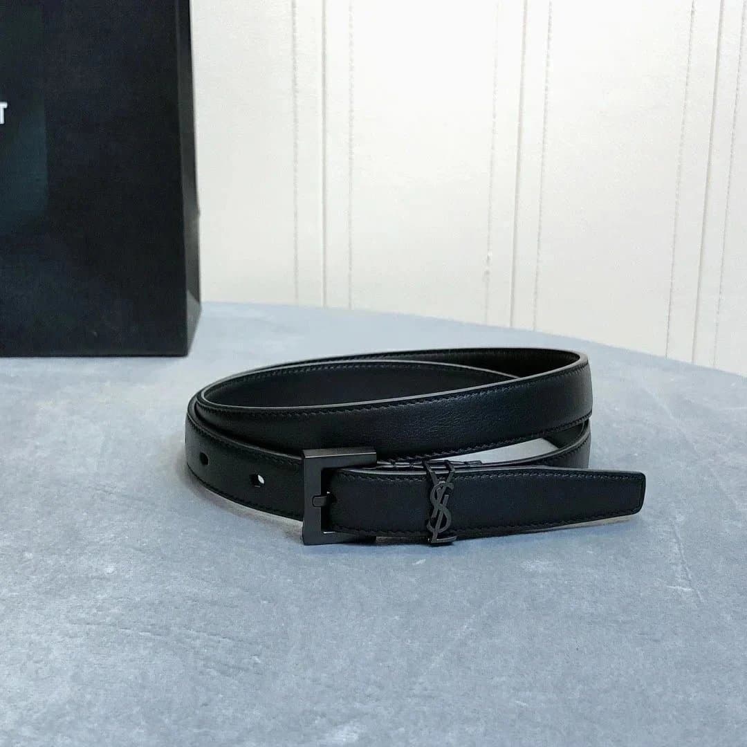 Saint Laurent Monogram Belt Matte Black