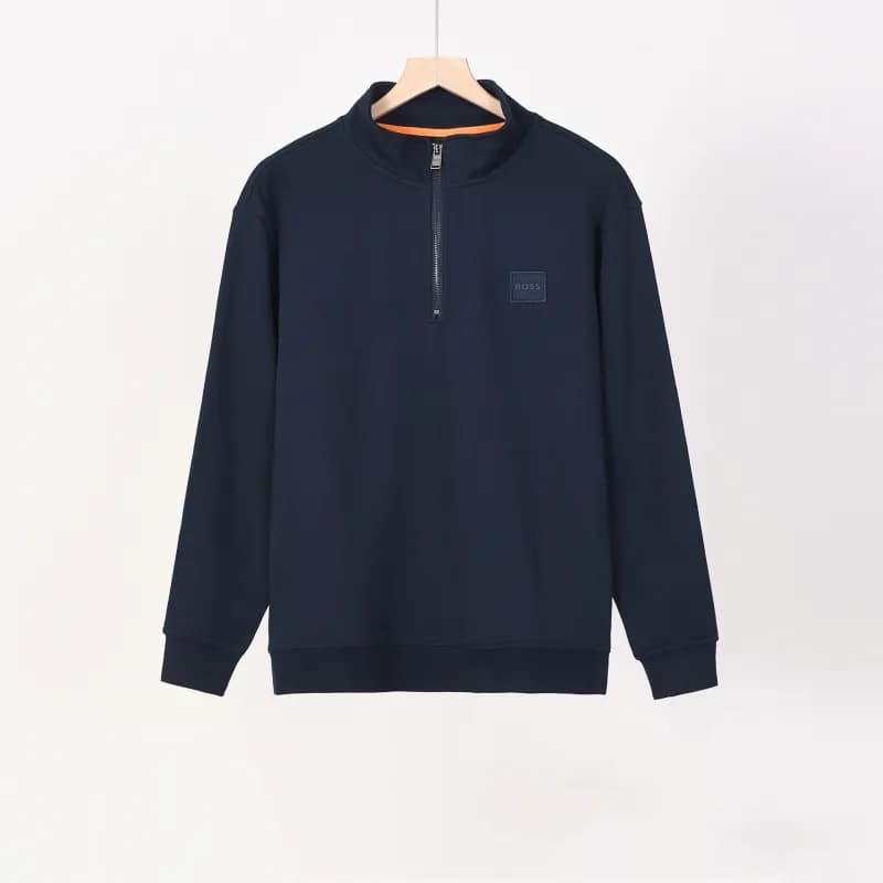 Hugo Boss Half-Zip Sweatshirt Navy with Orange Trim