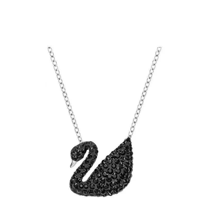 Swarovski Swan Pendant Black Crystal