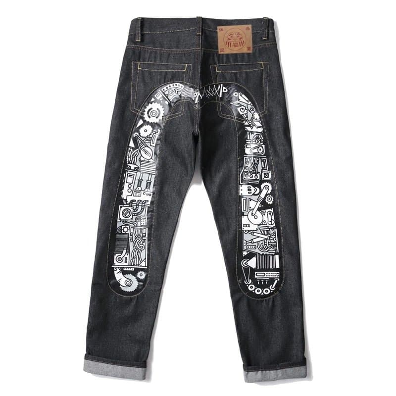 Stone Island Denim Trousers Mechanical Print
