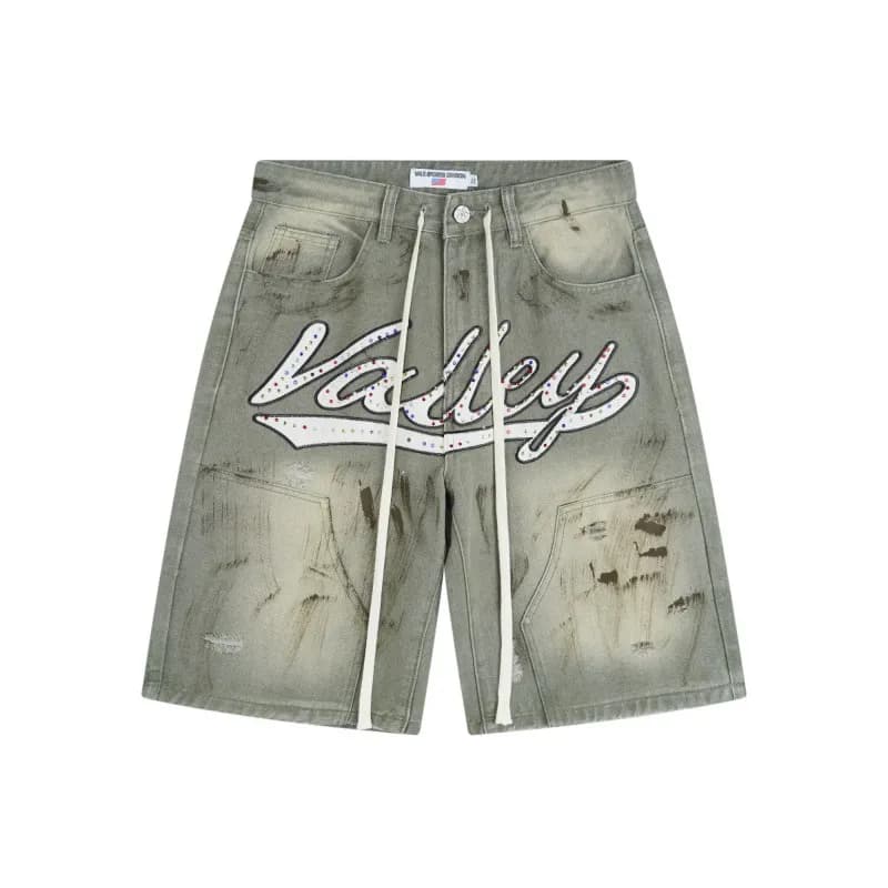 Vale Forever Denim Shorts Valley Script Embroidery