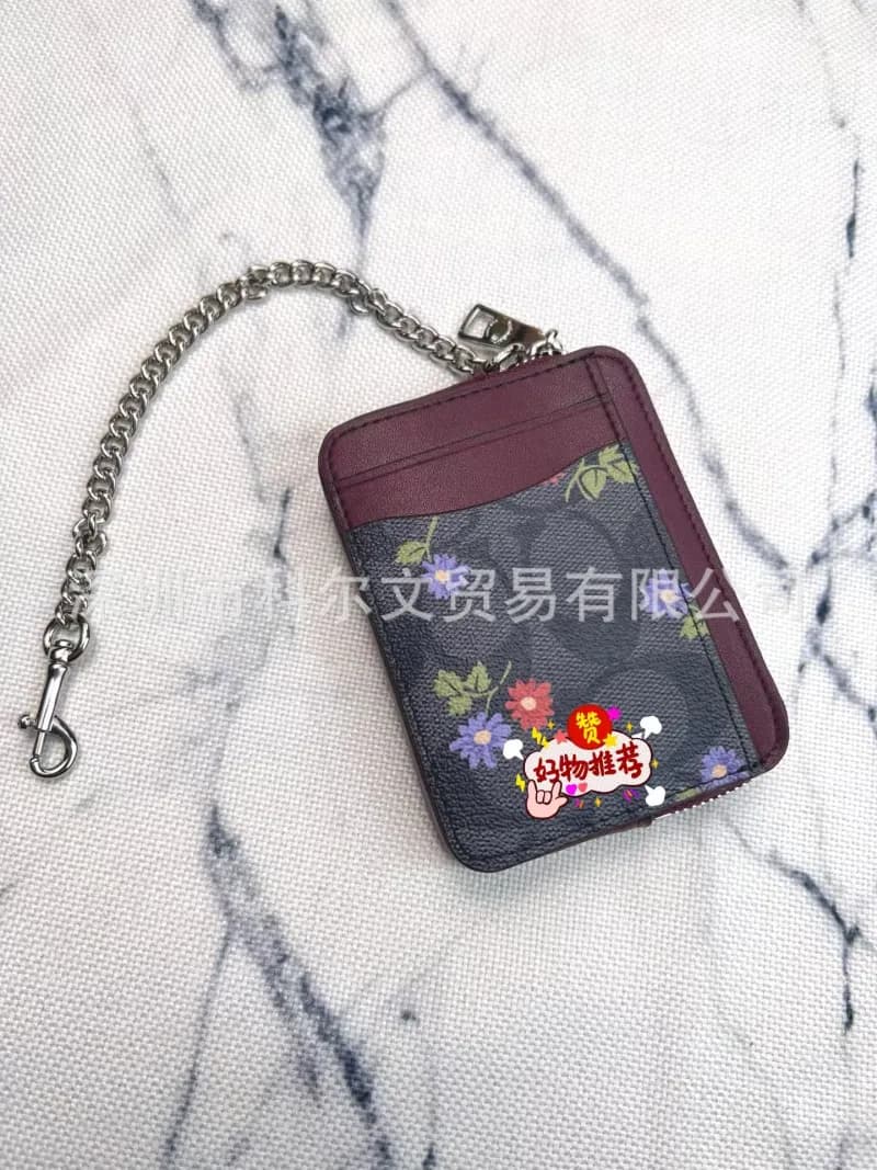 Coach Card Case with Chain Floral Print