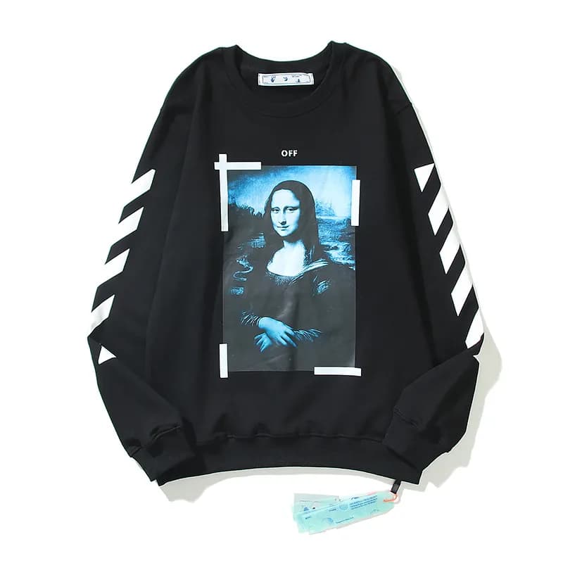Off-White Cotton Sweatshirt Blue Arrow Print — 2057黑色