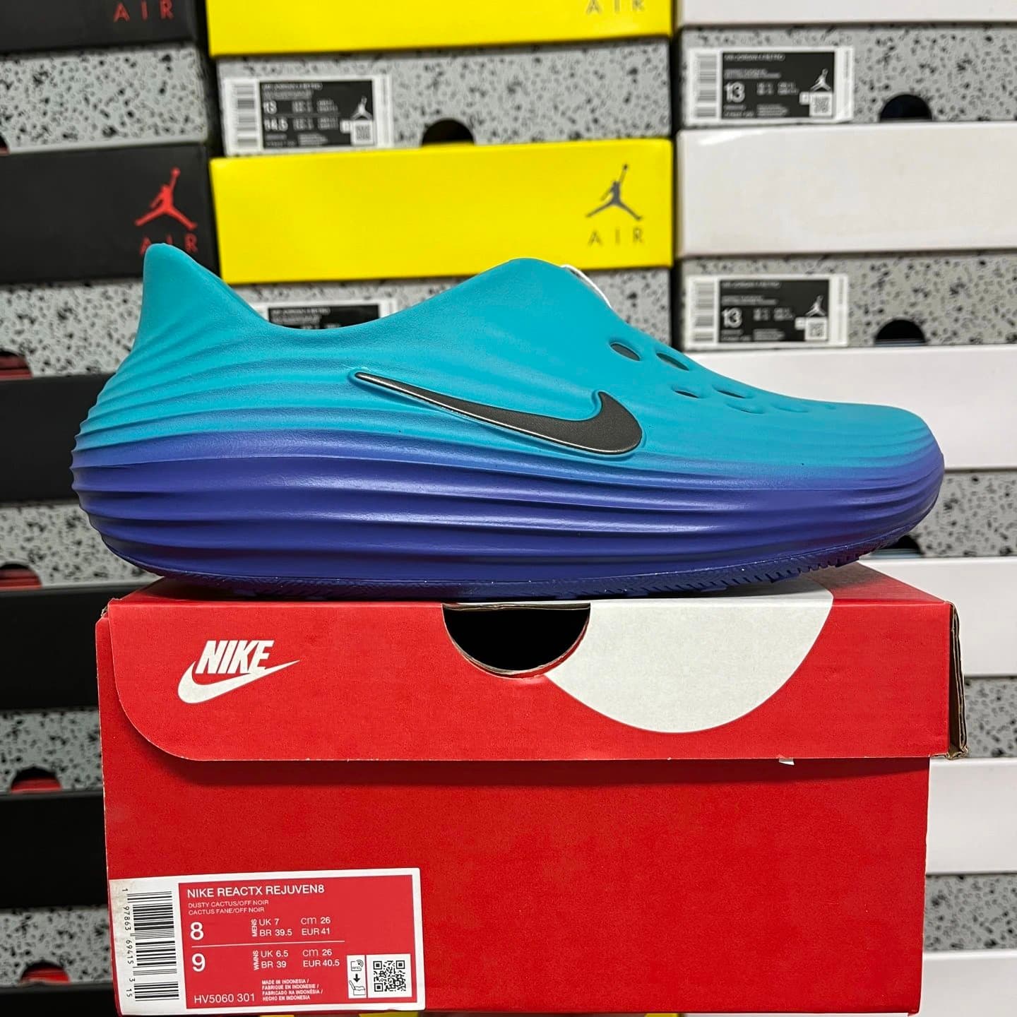 Nike Kawa Slide Sunset Gradient — LW版本 · ReactX Rejuven8蓝紫 HV5060-301