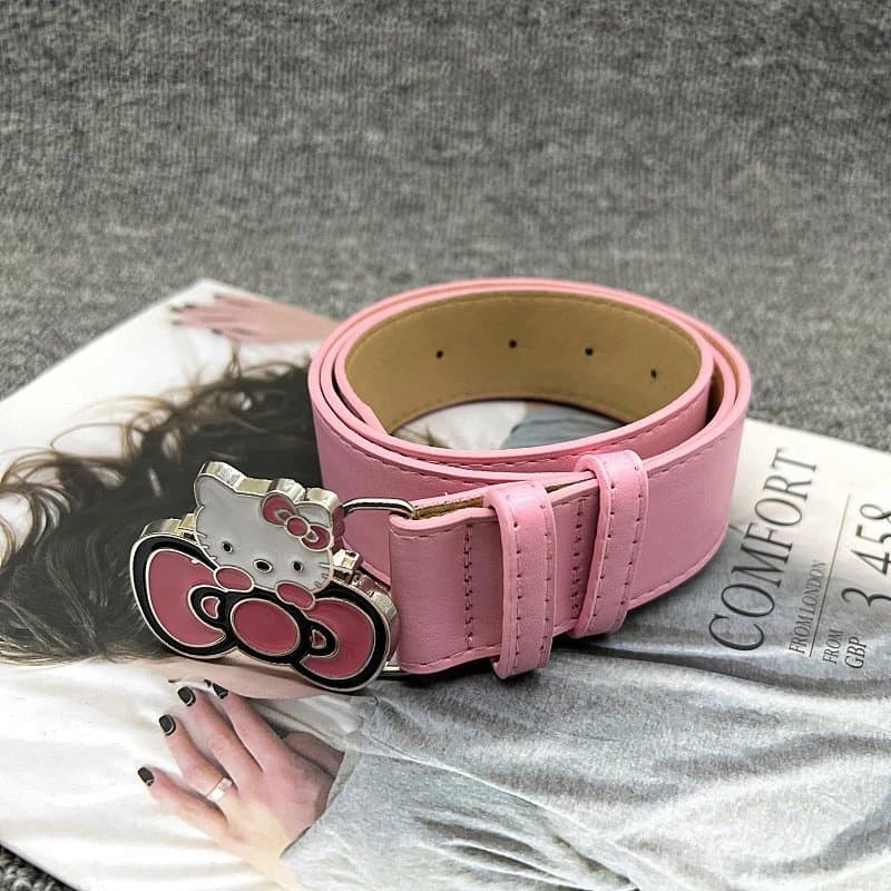 Saint Laurent Hello Kitty Belt Pink with Enamel Buckle