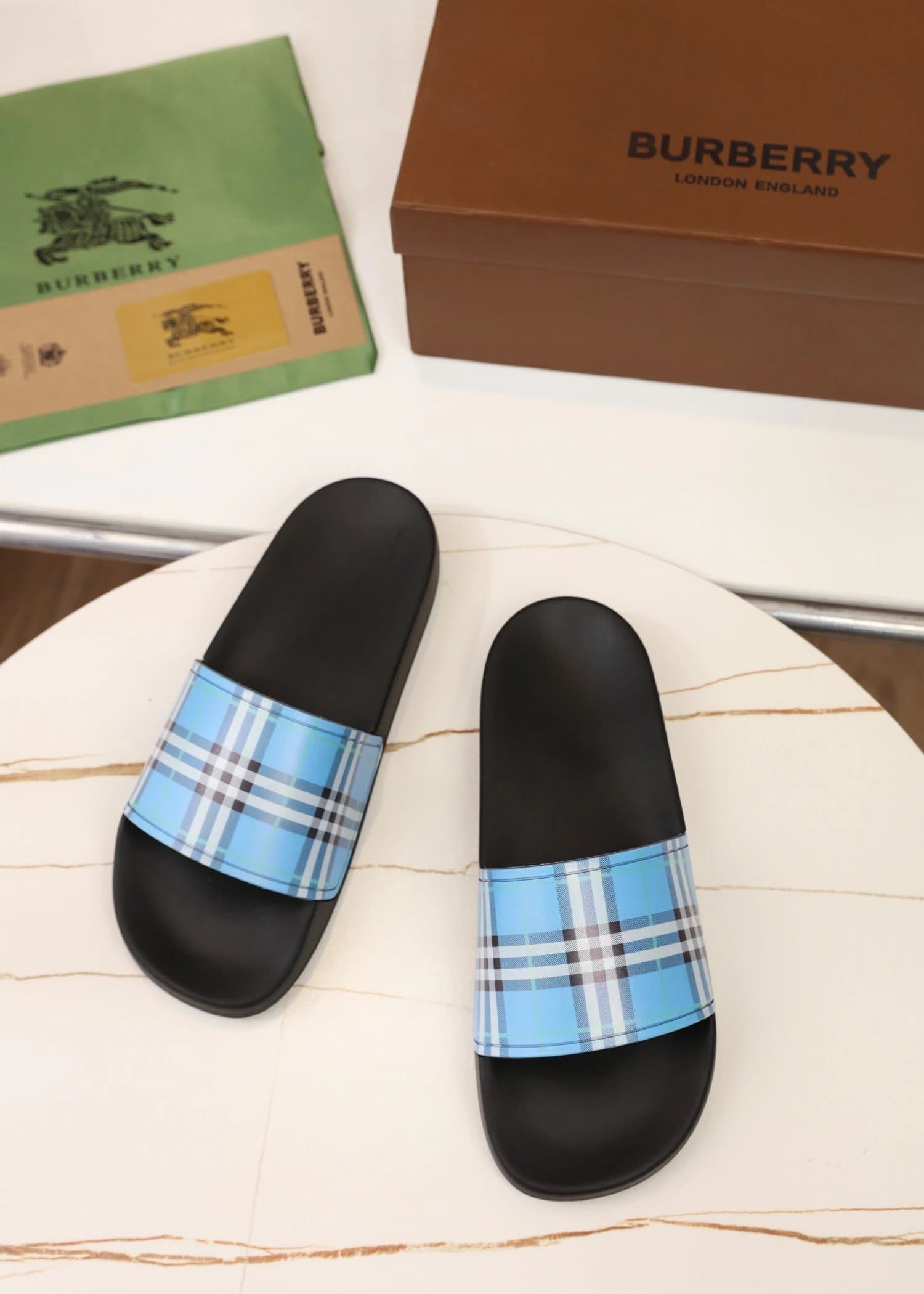 Burberry Check Print Slide Classic Check