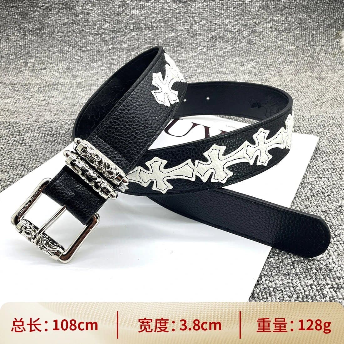 Chrome Hearts Cross Belt White Cross Embroidery