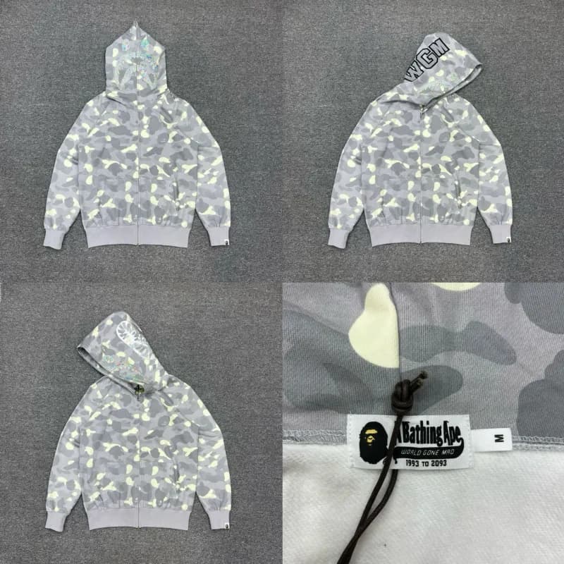 BAPE Shark Hooded Zip-Up Orange Camo — xx091灰色