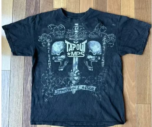 Graphic Tee Skull Eagle Print — 黑色3#