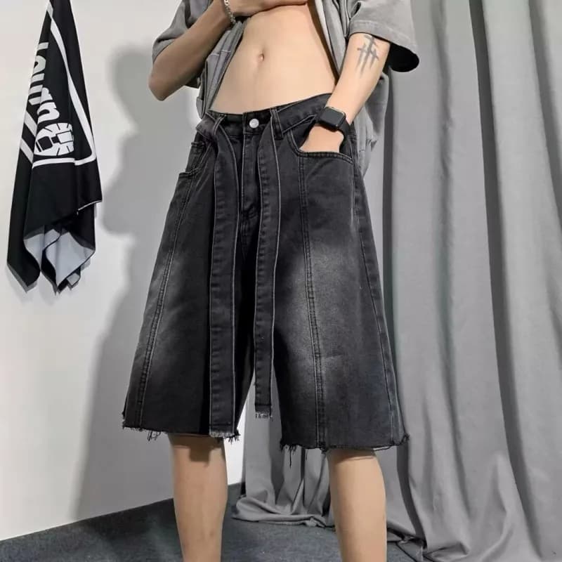 Givenchy Denim Shorts Floral-Print Acid Wash — 黑色D55