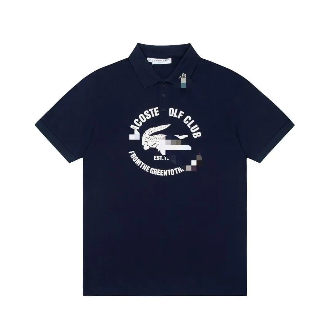 Lacoste Classic Logo Tee Big Croc — 宝蓝白图案