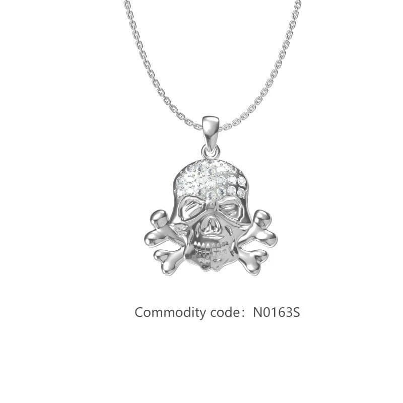 Chrome Hearts Skull Pendant Pave Crystal — 钢色N0163S