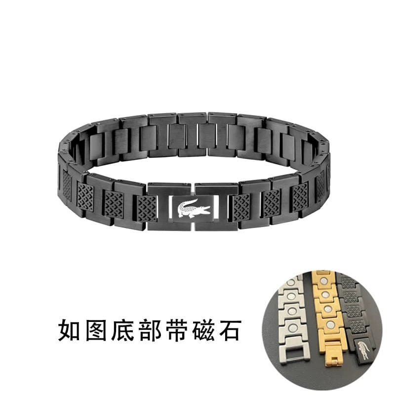 Chrome Hearts Link Bracelet Polished — Black with picture logo [bottom with magnet]]
