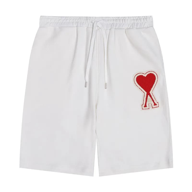 Amiri Heart Logo Shorts Red Heart Embroidery