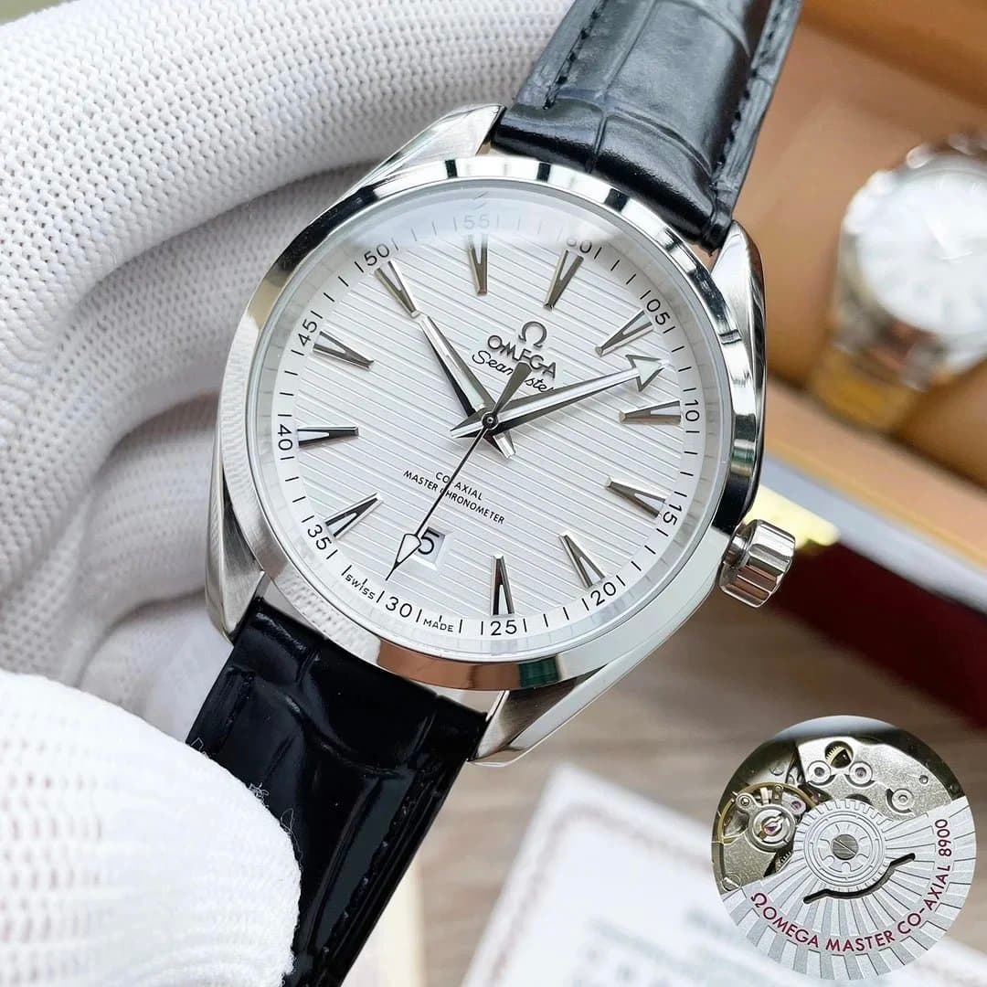 Omega Seamaster Co-Axial Master Chronometer White Dial with Black Leather Strap