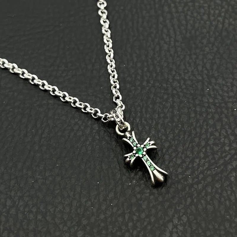 Chrome Hearts Cross Pendant Emerald Stone