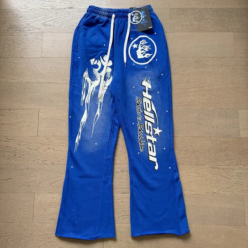 Kith Flame Sweatpants Black with Red Flame Print — 727 蓝色