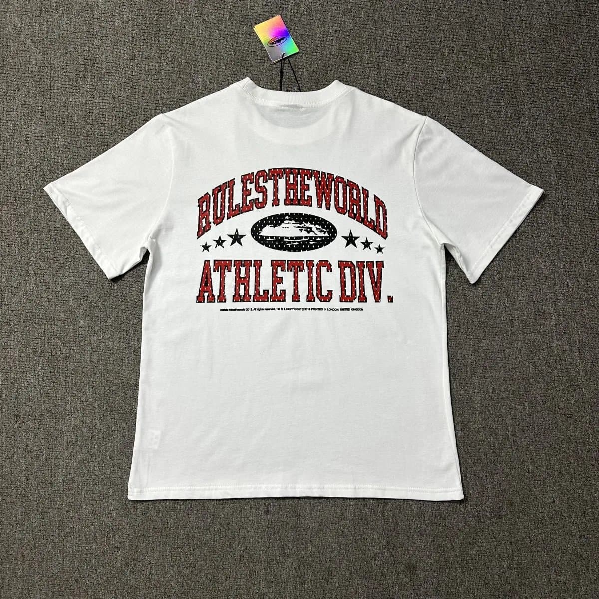 Balenciaga Oval Logo Tee Rustic Ship Print — 3137 白红
