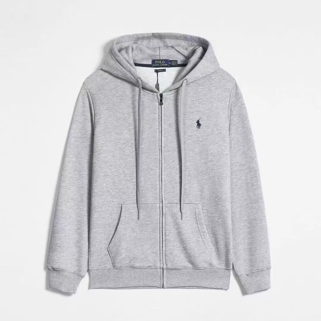 Polo Ralph Lauren Classic Fit Full-Zip Hoodie Solid White — 拉链灰色