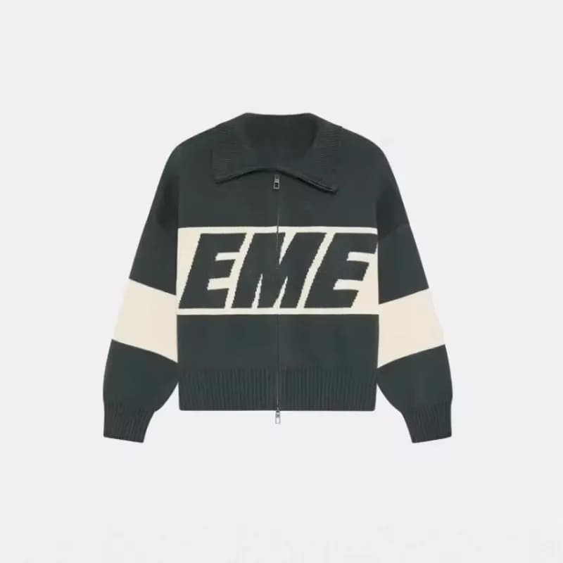 Fear of God Essentials Zip-Up Knit Sweater Block Logo — 橄榄绿