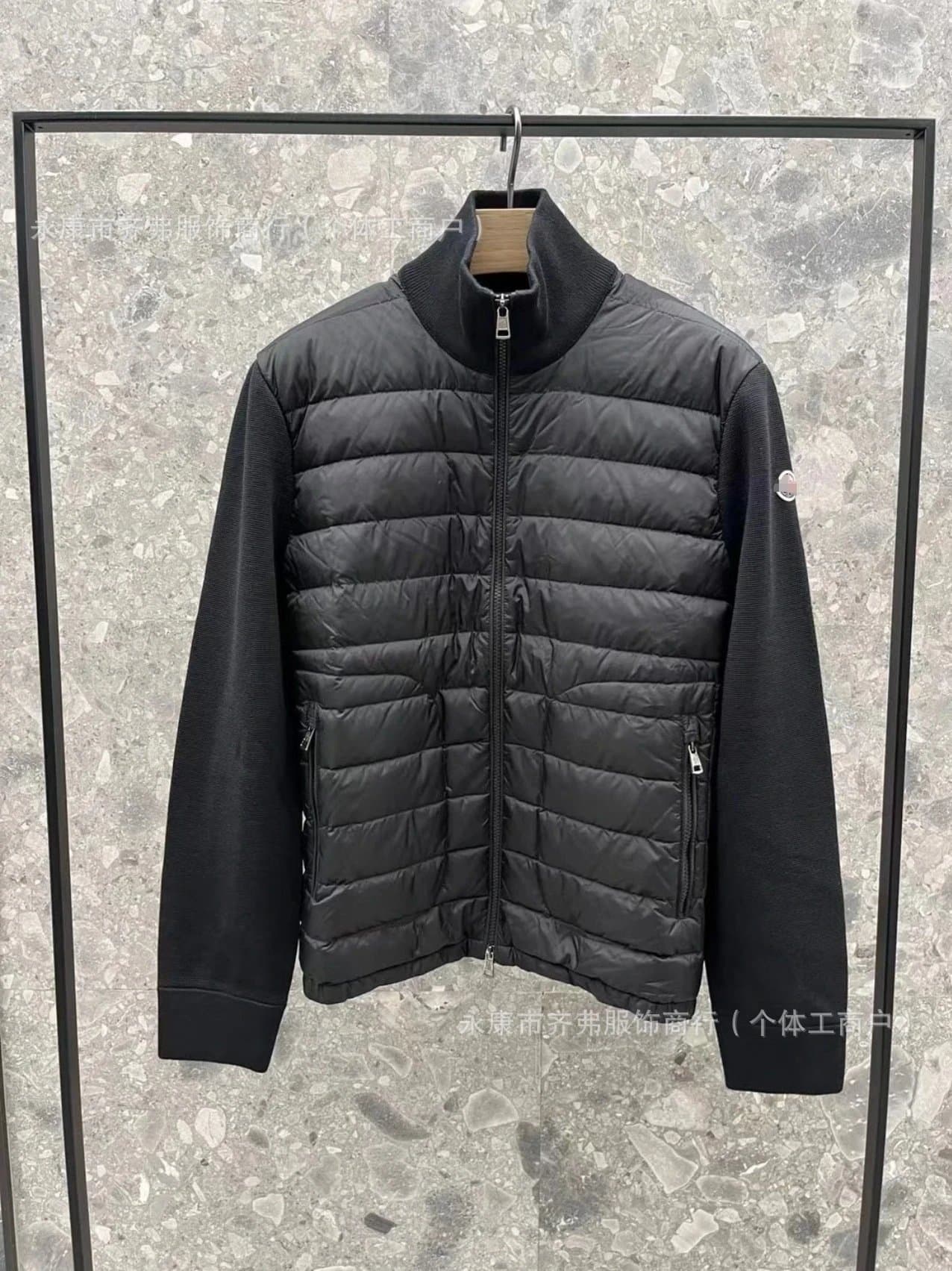 Moncler Quilted Zip-Up Jacket Ribbed Sleeve